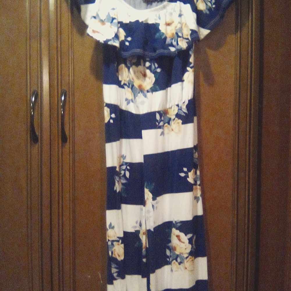 Rose and Navy Striped Jumpsuit Size S by French At